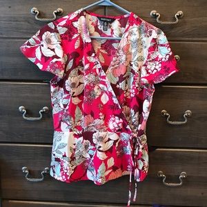 Ellen Tracy Ladies Pink Tropical Blouse